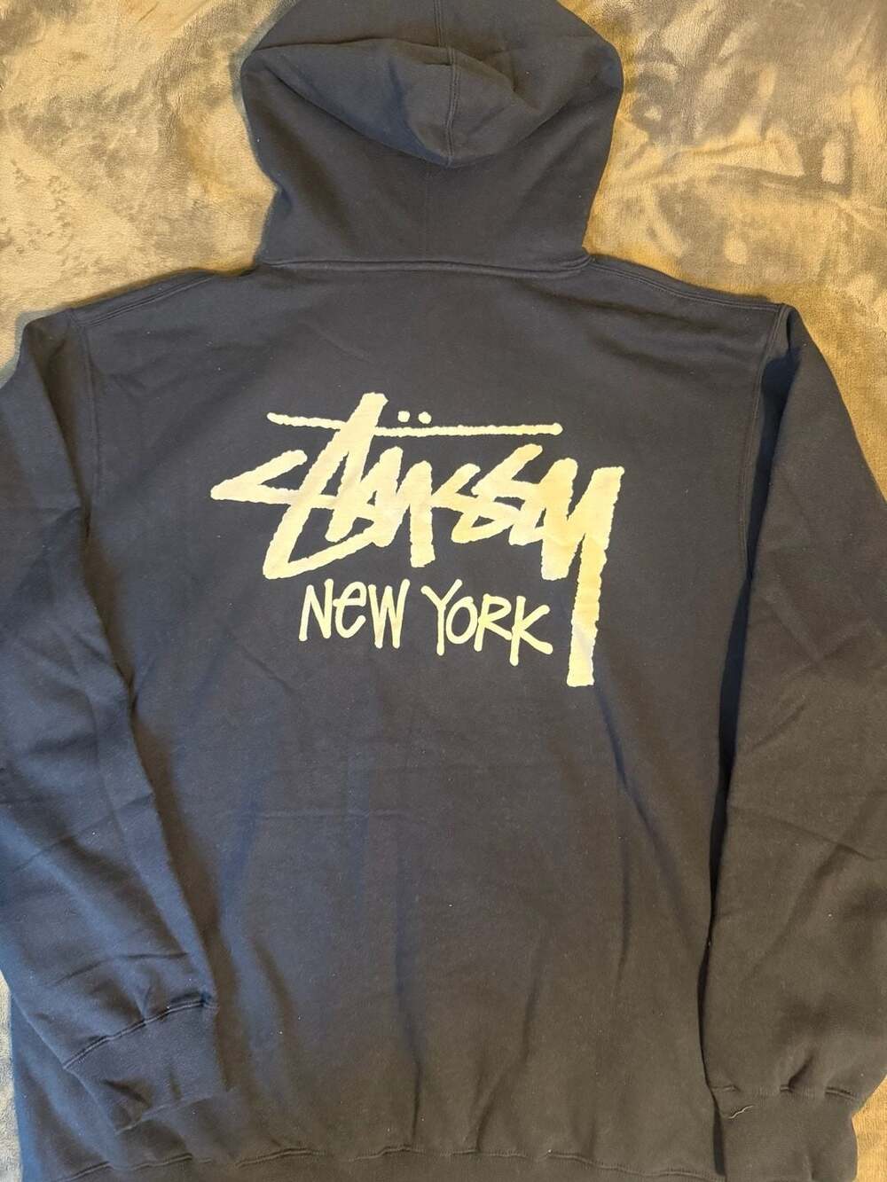 Stussy New York Logo Hoodie Navy Size Xl - Picture 2 of 4